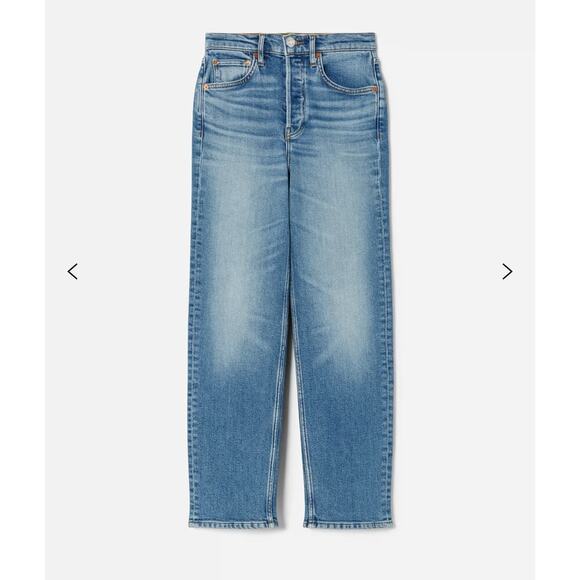 RE/Done Comfort Stretch High Rise 70s Stove Pipe Jean Straight Blue Size 25 NWT - Picture 1 of 11